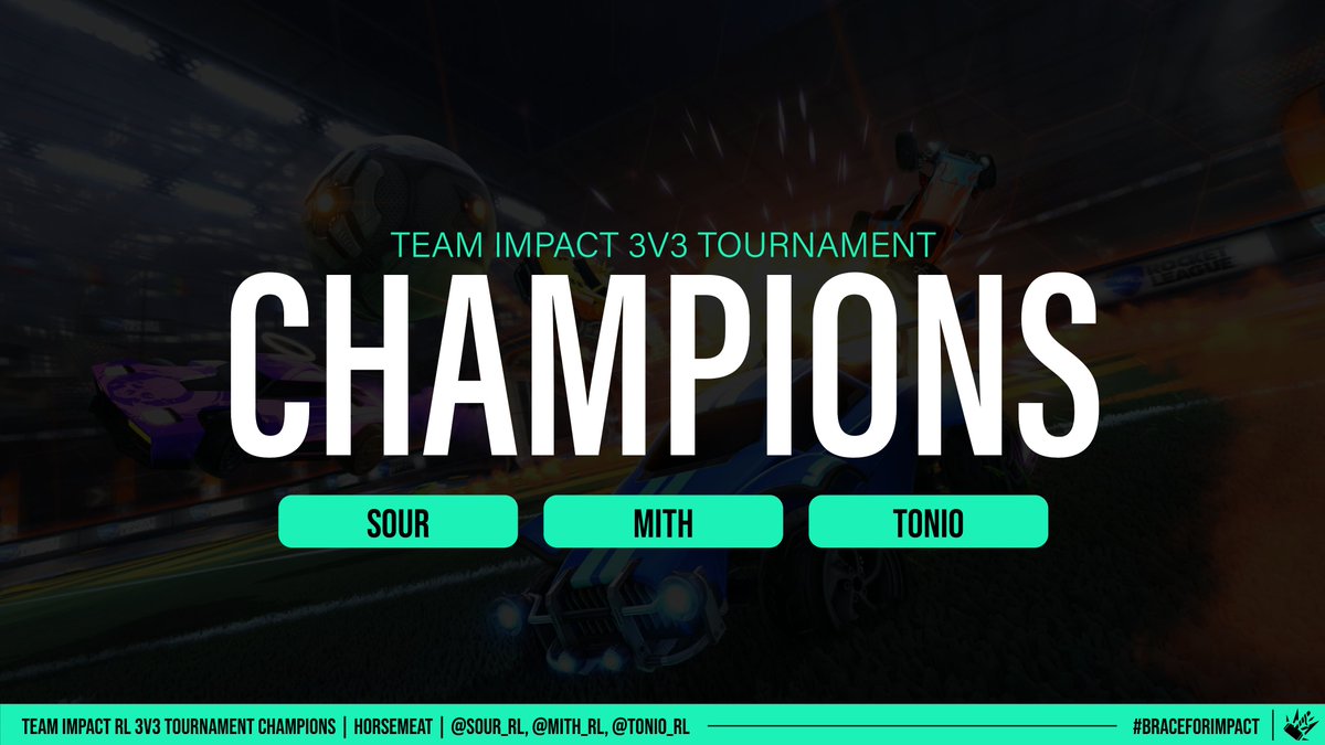 After an exhilarating game 7 to close out our final series of the night, "Horsemeat" come out with the huge W in the first Team Impact 3v3 tourney! Huge congrats to <a href="/Tonio_RL/">Tones</a> <a href="/Sour_RL/">Sam</a> <a href="/Mith_RL/">Mith</a> as well as the runner ups "We Finally Woke Up". 

#BraceForImpact
