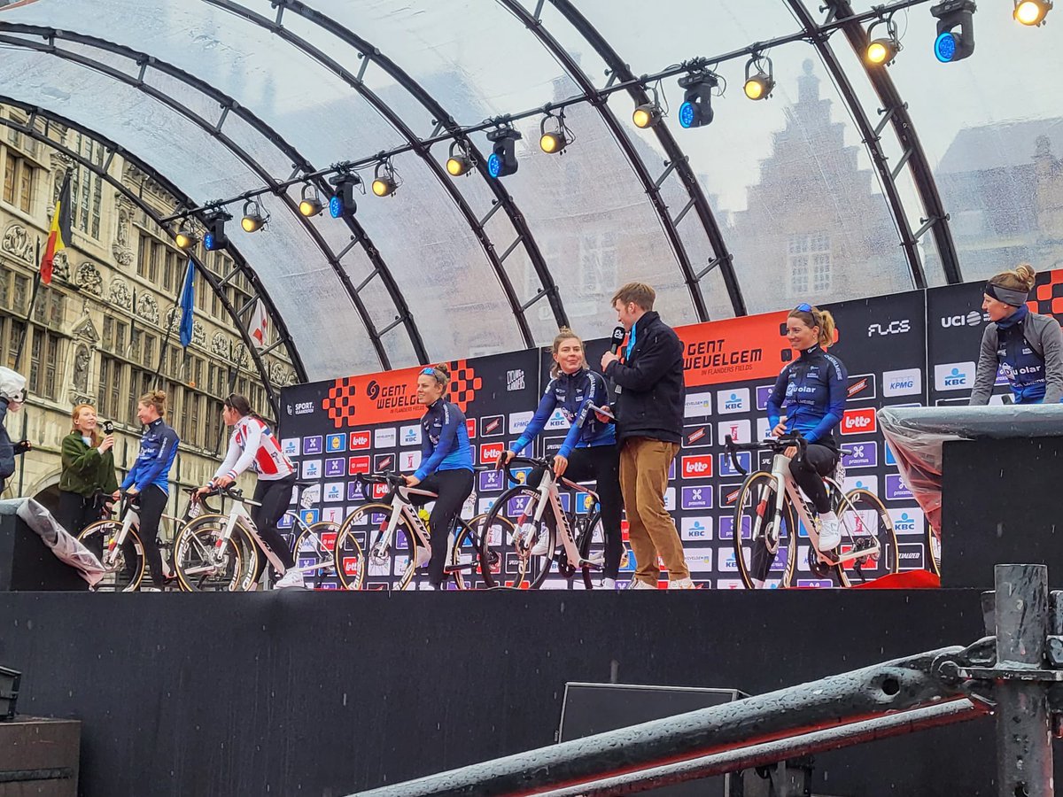 Our riders are off @GentWevelgem 🙌🏻

<a href="/daniquebraam/">Danique Braam</a> <a href="/minkebakker/">Minke Bakker</a> <a href="/vds_kelly/">Kelly Van den Steen</a> #gentwevelgem