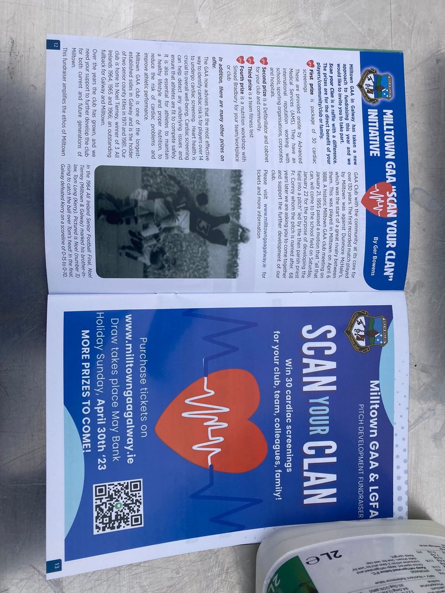 milltown_gaa's tweet photo. Thank you @Galway_GAA supporting #ScanYourClan Milltown Galway GAA & LGFA fundraiser for club development. Enjoy the game Galway v @Kerry_Official
#GalVKER #GalwayVKerry
Buy your tix here: https://t.co/xnKdgRxAnQ
Thank you @michellehealy21 https://t.co/avLQX1xqCR