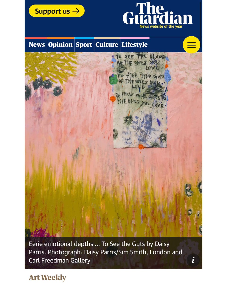 CarlFreedman's tweet photo. 📰🗞️🎉🎨✨ “Eerie emotional depths…” #DaisyParris EXHIBITION OF THE WEEK! @guardian reviewed by Jonathan Jones this weekend. Read the review at this link: @CarlFreedman https://t.co/wUHFyHfAHu https://t.co/qQ8EuPHy93