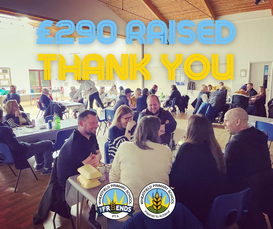 Thank you to everyone who came to our Quiz Night, helping to raise a brilliant £290 for the school! #Wheatfield #BradleyStoke