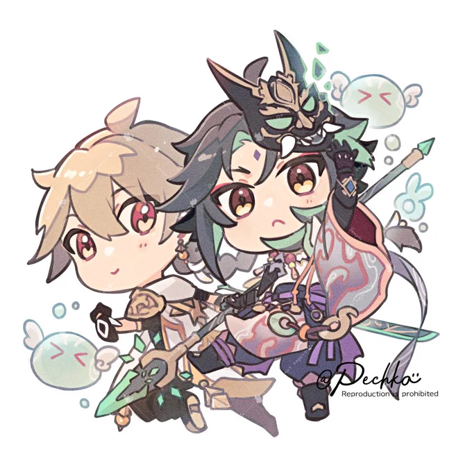 空くんと魈さんは緑の武器で揃えたい #空魈 #aexiao 