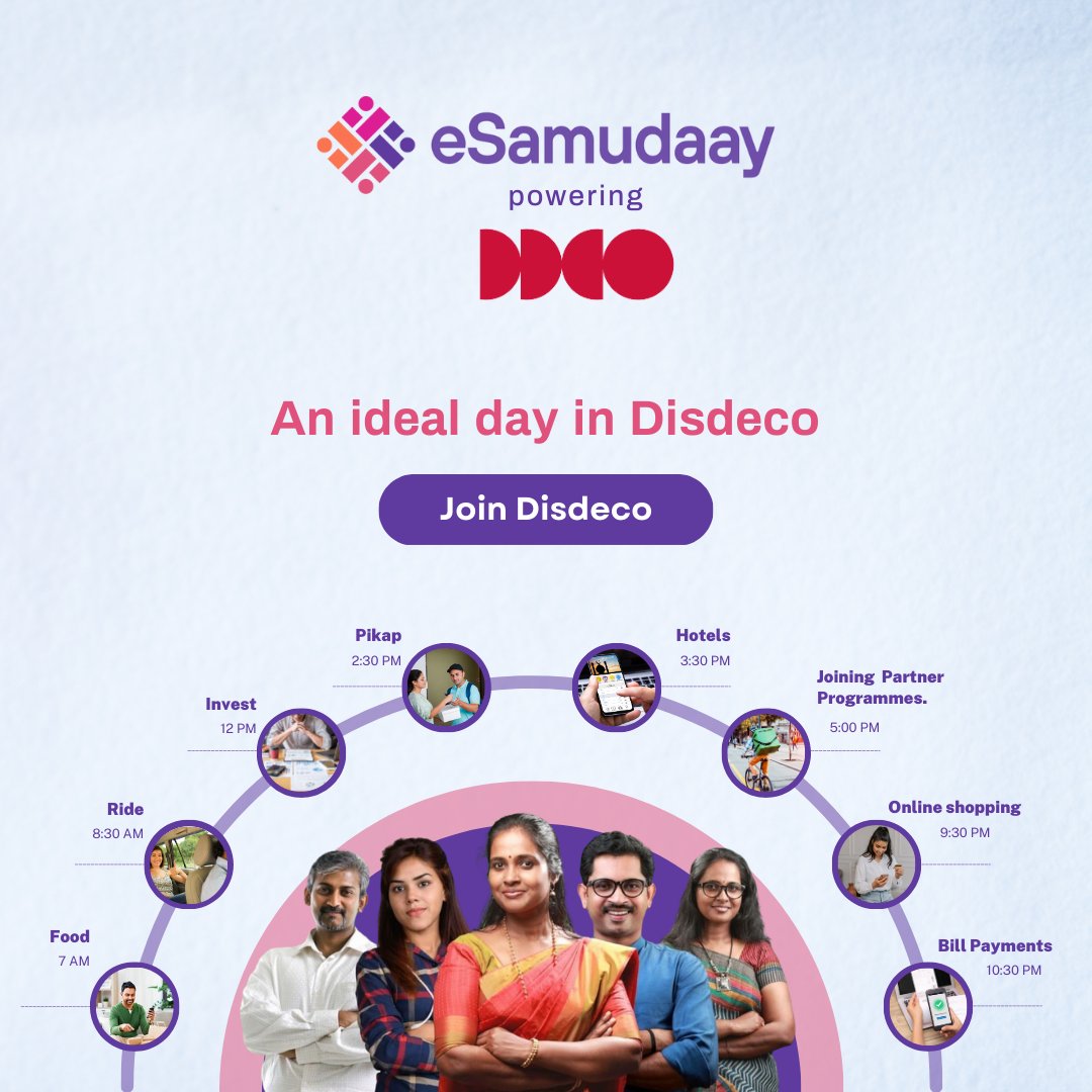 e_samudaay's tweet photo. We are both #buyers of what we need and #creators of what we got to offer. Here’s a visual narrative of a day in #Disdeco. 

It is worth noticing how an individual acts both as a #consumer and a #creator of the #DistrictDigitalEconomy in this narrative.

#DigitalSwaraj #eSamudaay https://t.co/apCs753YMQ