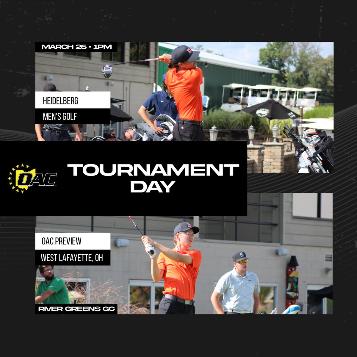 BergMgolf's tweet photo. For the first time in 160 days, Heidelberg Men’s Golf will play tournament golf! The team will travel over to West Lafayette this morning for the OAC Preview.

#GoBerg https://t.co/40UouByr5v