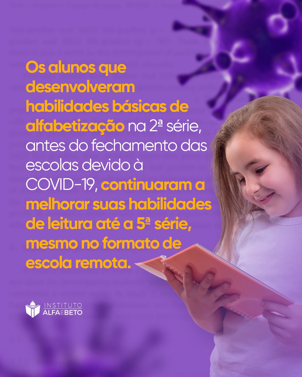 iab_alfaebeto's tweet photo. O momento pós-pandemia é ideal para avaliar o atraso de aprendizagem causado pelo fechamento das escolas. O artigo que citamos nesta semana reforça como a alfabetização continua sendo a melhor estratégia para um futuro de tantas incertezas.  https://t.co/cGwEs8lNSt (em inglês). https://t.co/kmQGtIGBVy