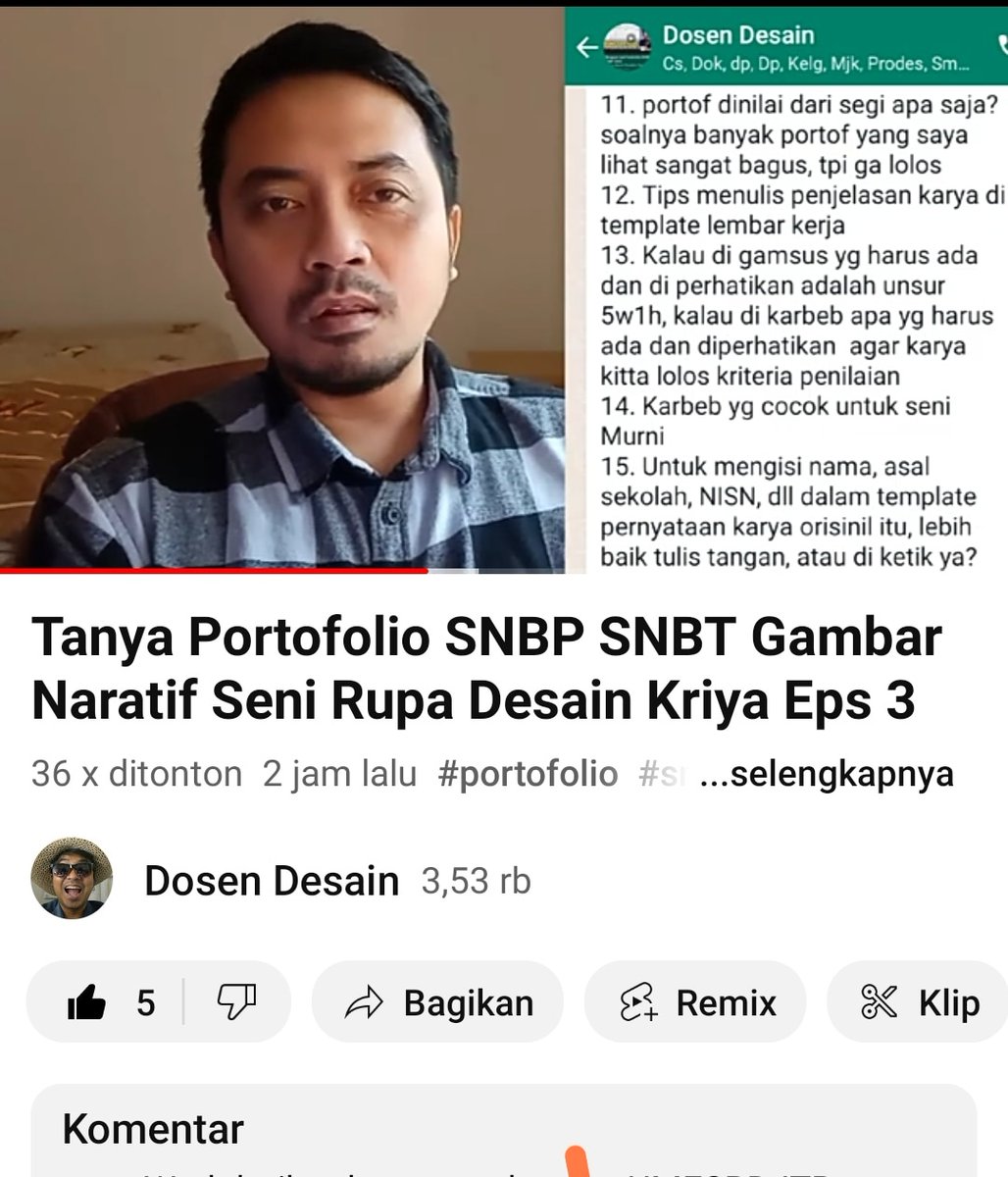 DesainDosen's tweet photo. Full video tanya portofolio SNBP SNBP  : https://t.co/ppffybGkSs
#portofolio #snbt2023 #snbt #fsrd #fsrditb #isijogja #dkvdaily #dkvits #dkvitb #design #despro #gambarnaratif #dosendesain #waluyohadi https://t.co/3fBoehirW7