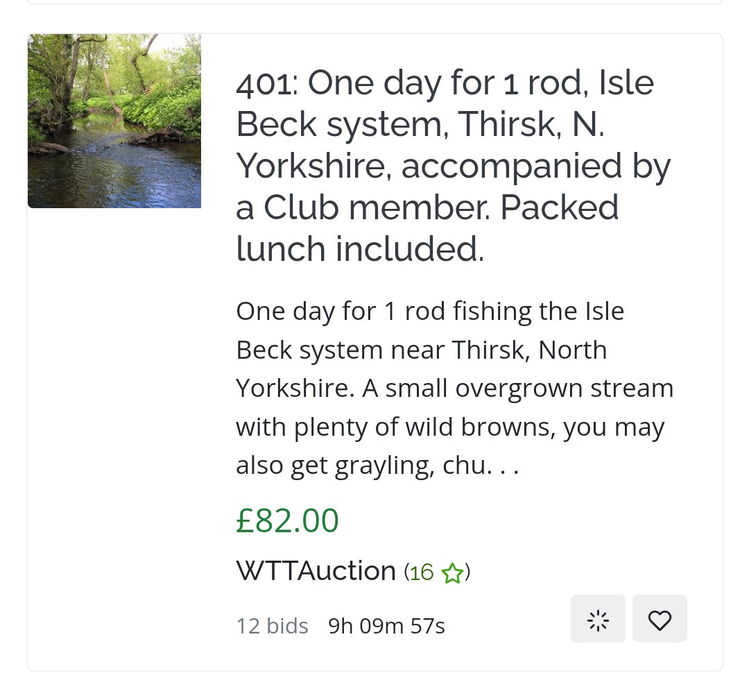 In under 9 hours someone will win the lot I am hosting in the WTT auction. It is the last lot to be decided so will there be a flurry of last minute bids??
#wildtrouttrust
#wttauction