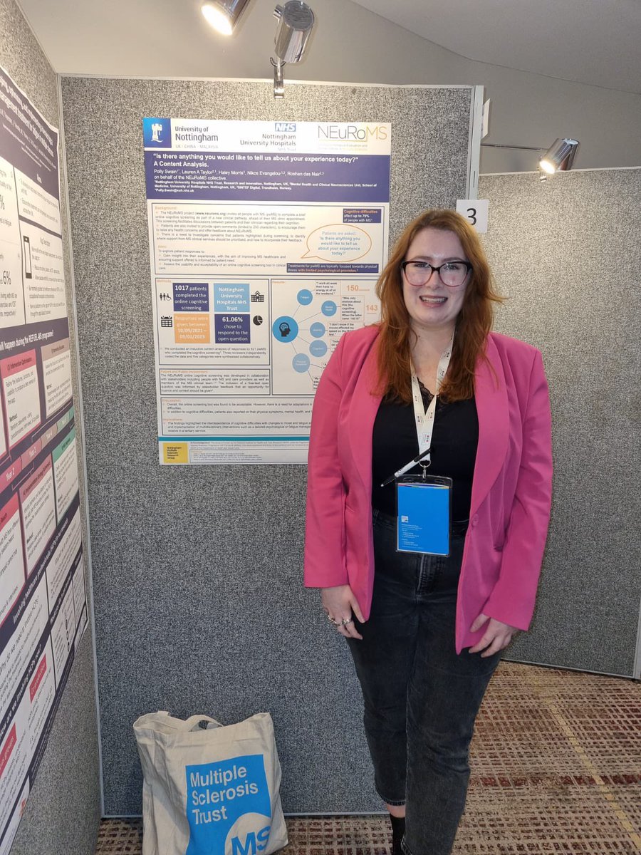 NEuRoMSproject's tweet image. Come check our NEuRoMS posters today at #MSTrust Conference on online cognitive screening for people with MS. @LaurenATaylor26 and Polly Swain will be happy to walk you through our work!
#MSTconference2023 #MultipleSclerosis @MSTrust
