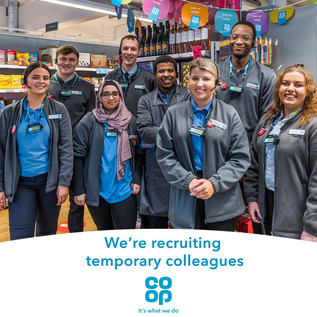 🙌 We’re recruiting! Join a <a href="/coopuk/">Co-op</a> in-store team that makes a difference to local communities.
✅ Get up to 30% colleague discount.
✅ Flexible shifts and regular overtime.
➡️ Apply for our temporary jobs here: coop.uk/38w4snj
