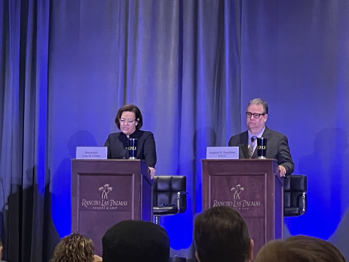 CA_ACFLS's tweet photo. Hon. Erin Childs and Stephen Hamilton address advanced issues with attorney fees.  #2023SpringSeminar #ACFLS https://t.co/VjFdijTD1J