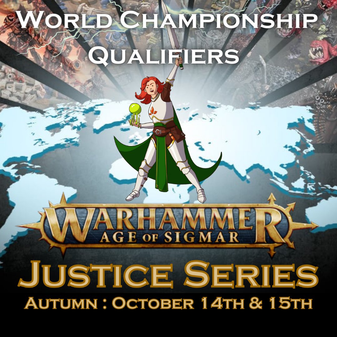 The Tickets for the next Justice Series World Championship Qualifier are available now!

£500 towards your flights along with a Golden Ticket to the Invite Only <a href="/warhammer/">Warhammer Official</a> World Championships for Age of Sigmar

justplay.events/justice-series…

#warmongers #warhammercommunity #jsgt