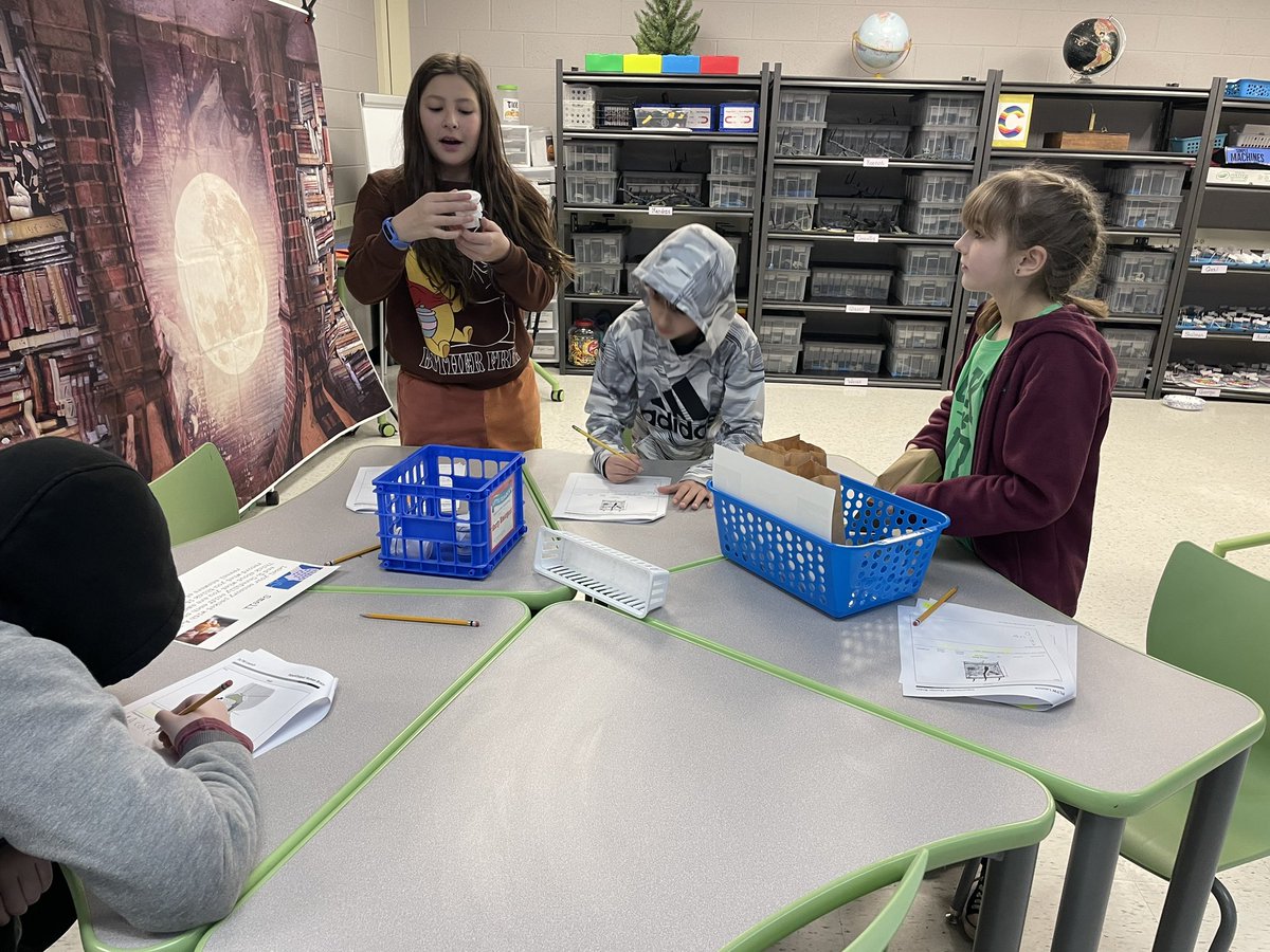 AmandaStrickler's tweet photo. Exploring how our brain gets input from our 5 senses last week in 4th grade. Some very active sensory stations going on! #PLTW #STEM #BHWarriorPride @Bighollowelem https://t.co/ywB7emILqQ