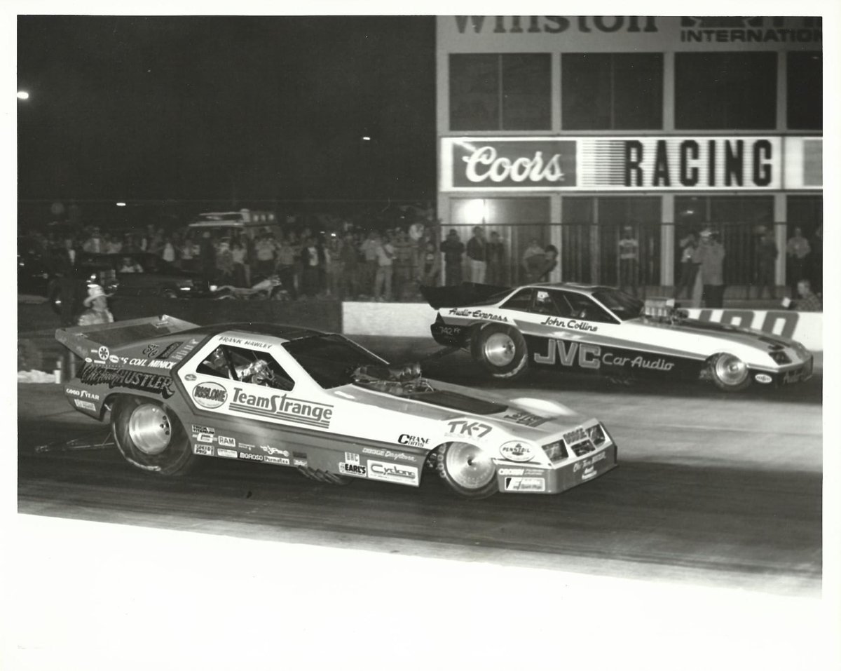 Wishing all the teams a great day for the final #ArizonaNationals!  This race was always good to me in both TF & FC. I was driving for Larry Minor in the Miller Car - final  against winner Eddie Hill; & driving the Chi-Town Hustler where we beat Don Prudhomme in the final.