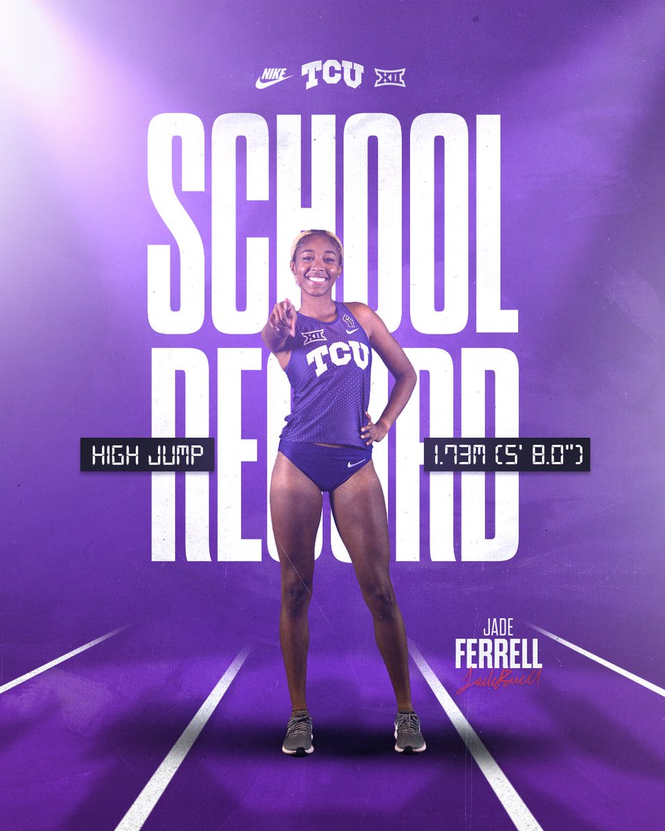 TCUTrackField's tweet photo. The outdoor 𝐬𝐜𝐡𝐨𝐨𝐥 𝐫𝐞𝐜𝐨𝐫𝐝 in the women's high jump belongs to @jadeniikolle 👏

#GoFrogs https://t.co/0oGaPExG6w