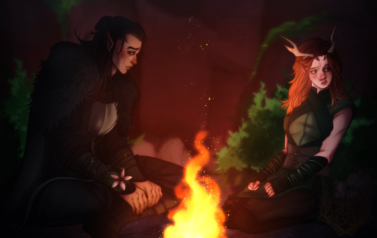A little screen-cap redraw from #TLOVM 💚 Vaxleth has me in a chokehold and they won’t let me go | #criticalrolefanart #vaxleth
