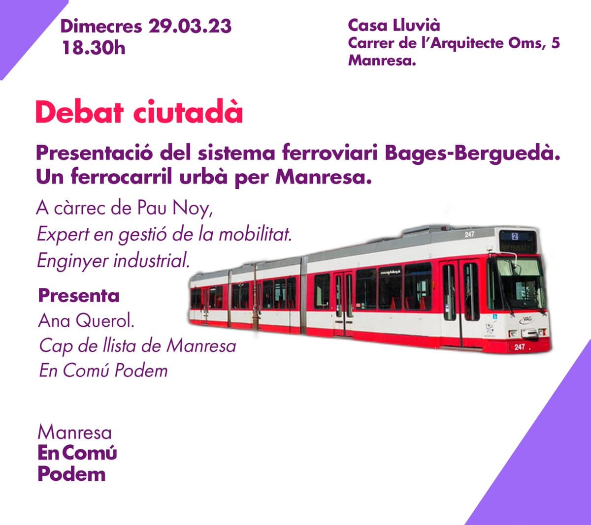 manresaECP's tweet photo. I dimecres  amb @PauNoyS, veurem que sí, que és possible el tren comarcal al Bages-Berguedà i un tramvia per la ciutat✊🚆🚟 2/2 https://t.co/6jEgXbUD6a