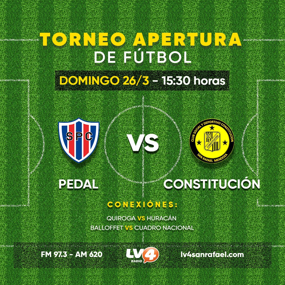 IvanRivasCayla's tweet photo. Hoy relato por #LV4Radio #Pedal vs. #Constitución y al instante el resto de los partidos, minuto a minuto! Los espero en sintonía! 
👉https://t.co/i2o4nZm2Tt https://t.co/EHJWtgPCX6