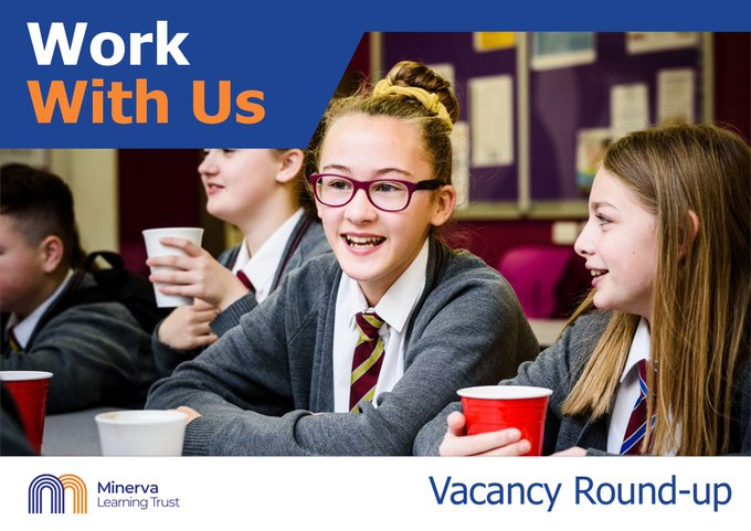 It's moving on up Monday! 

Check out the latest vacancies from Minerva Learning Trust. 

minervalearningtrust.co.uk/vacancies

#chapeltownacademy #ecclesfieldschool #handsworthgrangecommunitysportscollege #highstorrs #stocksbridgehighschool #woodthorpeprimaryschool