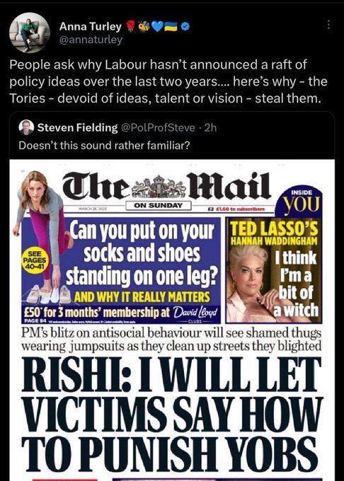 This reminds me of an old Stewart Lee line about Jimmy Carr: "If Jim Davidson can steal your material, then maybe it's time to rethink it."
