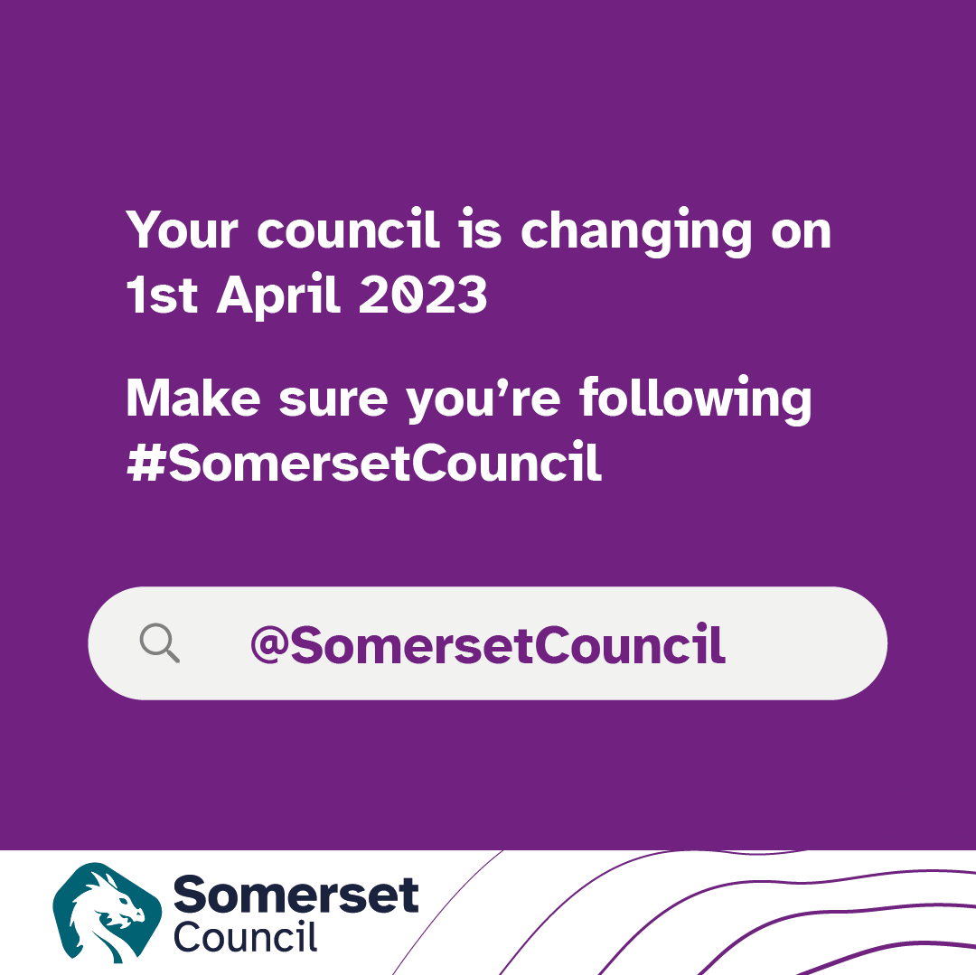 Confused about what happens our social media channels when we become #SomersetCouncil? The Sedgemoor District Council Twitter account will not be in use from 1st April 2023. Make sure you're following @SomersetCouncil which will be rebranded as the #SomersetCouncil account