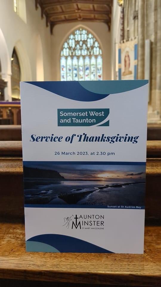 The Chair of SWT is hosting her civic service at @TauntonMinster this afternoon at 2:30pm. Follow the link below to watch the service live remotely.👇 tauntonminster.org/onlineworship/