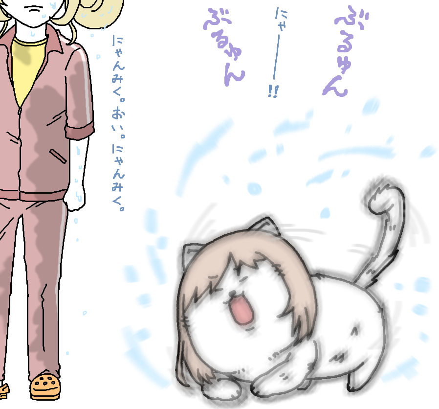【日刊たのしい前川】
突然の雨で体が濡れてしまったので、すぐに乾かす事にした前川 