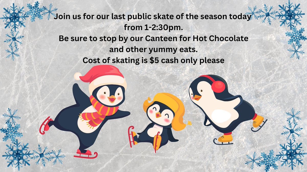 OronoArena's tweet photo. Last chance for a skate this afternoon. 

1-2:30pm https://t.co/CnJ60pRFdf