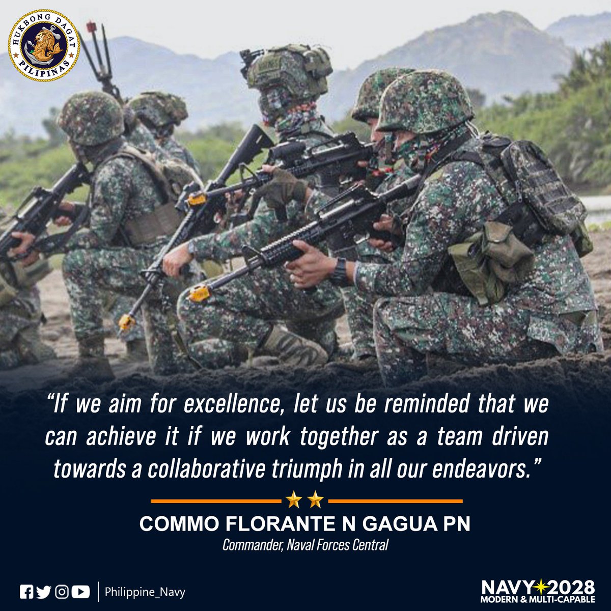 READ | The <a href="/Philippine_Navy/">Philippine Navy</a>'s Leadership Quote for the Week.

#ProtectingtheSeasSecuringOurFuture
#ModernandMultiCapablePHNavy
#AFPyoucanTRUST