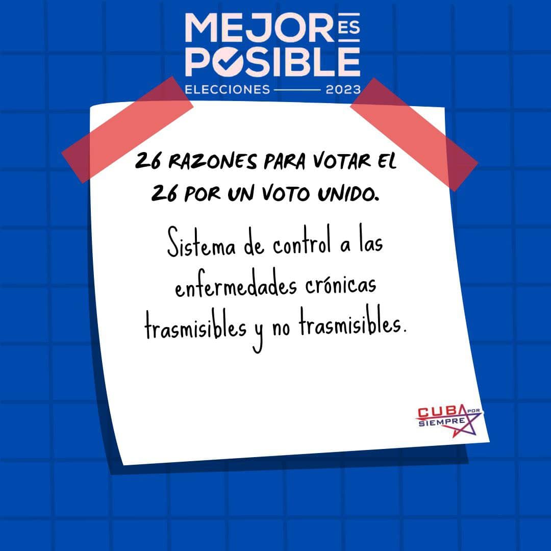 ¿Por qué votar por un voto unido?

Sistema de control a las enfermedades crónicas transmisibles y no transmisibles. 

 #YoVotoXTodos 🇨🇺#CubaPorLaVida💖#MejorEsPosible💖 

<a href="/cubacooperaven/">Brigada Médica Cubana en Venezuela</a>