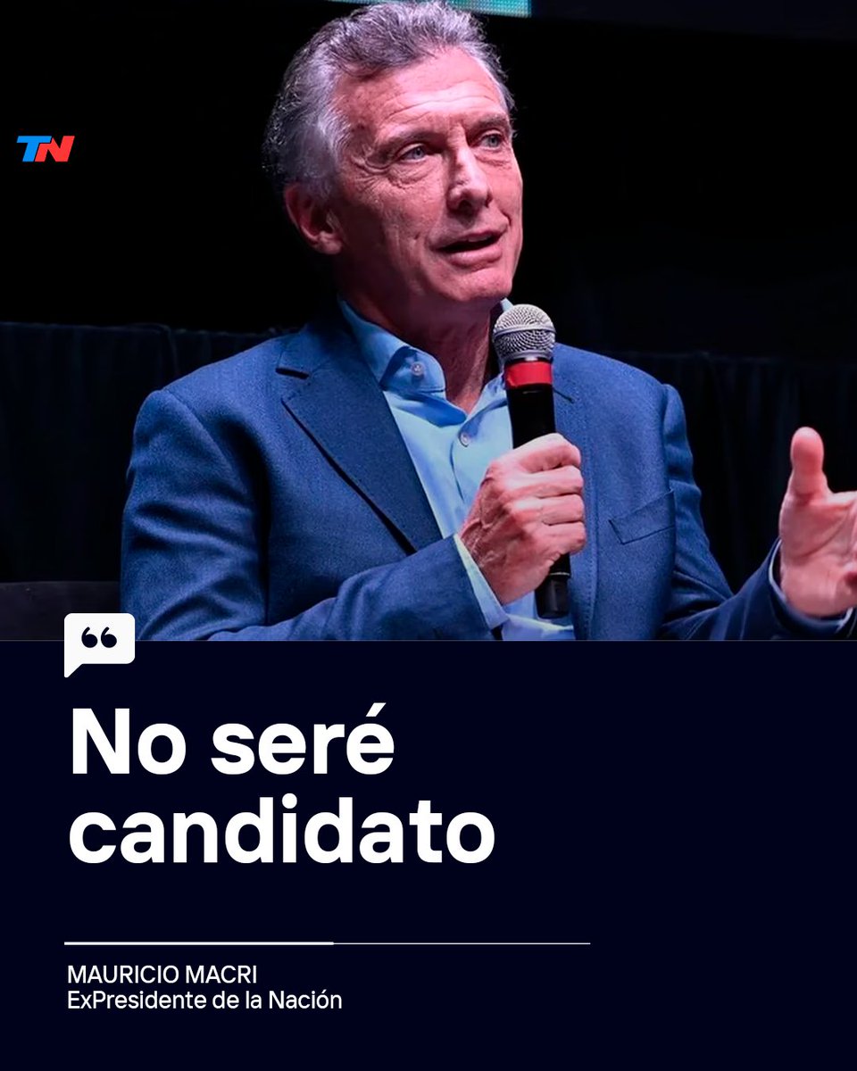 todonoticias's tweet photo. El exPresidente y líder del PRO comunicó su decisión a través de un video, en una medida que se traducirá en un reordenamiento de las postulaciones en Juntos por el Cambio: "No seré candidato en la próxima elección"

https://t.co/F7ftxTAaRK https://t.co/rd1UEGEMoO