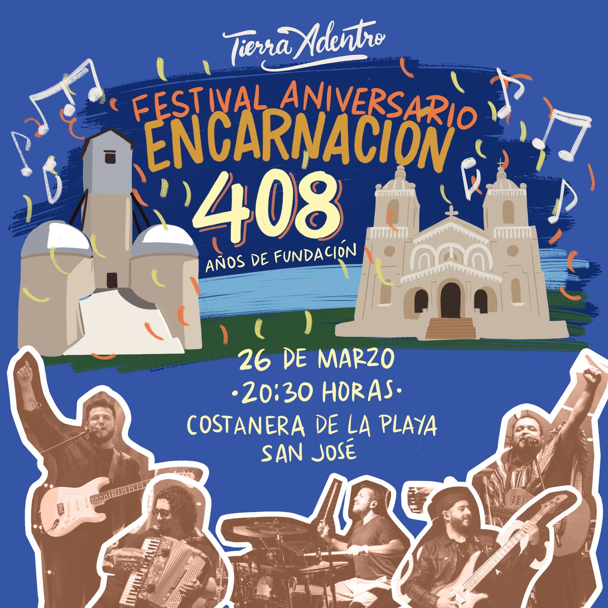 Ya estamos en Encarnación ‼️
Te esperamos hoy a las 20:30 en la Costanera de la Playa San José 🤩

📍Festival aniversario de Encarnación, 408 años de fundación