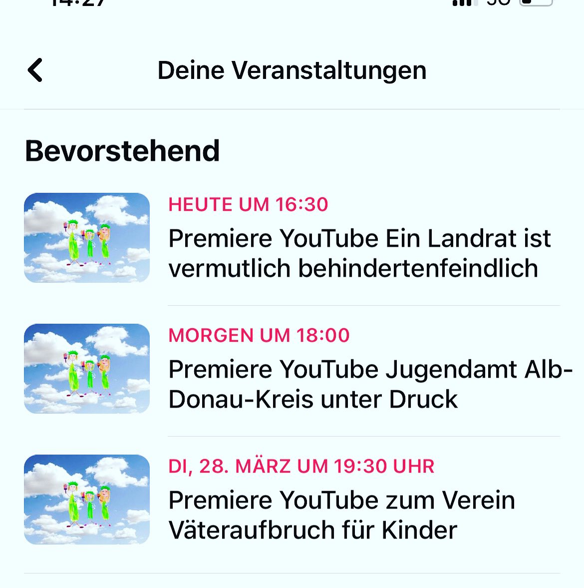 FreifamDE's tweet photo. Ihr Lieben, das sind unsere aktuellen Online-Veranstaltungen via #YouTube zu den Themen #Familienrecht #Jugendamt #Umgangsrecht #Sorgerecht #Verfahrensbeistand #Freifam #Verwaltungsgericht #Familiengericht
Wir laden euch ein dabei zu sein und uns eure Meinung mitzuteilen. https://t.co/WC2O1QV2HO