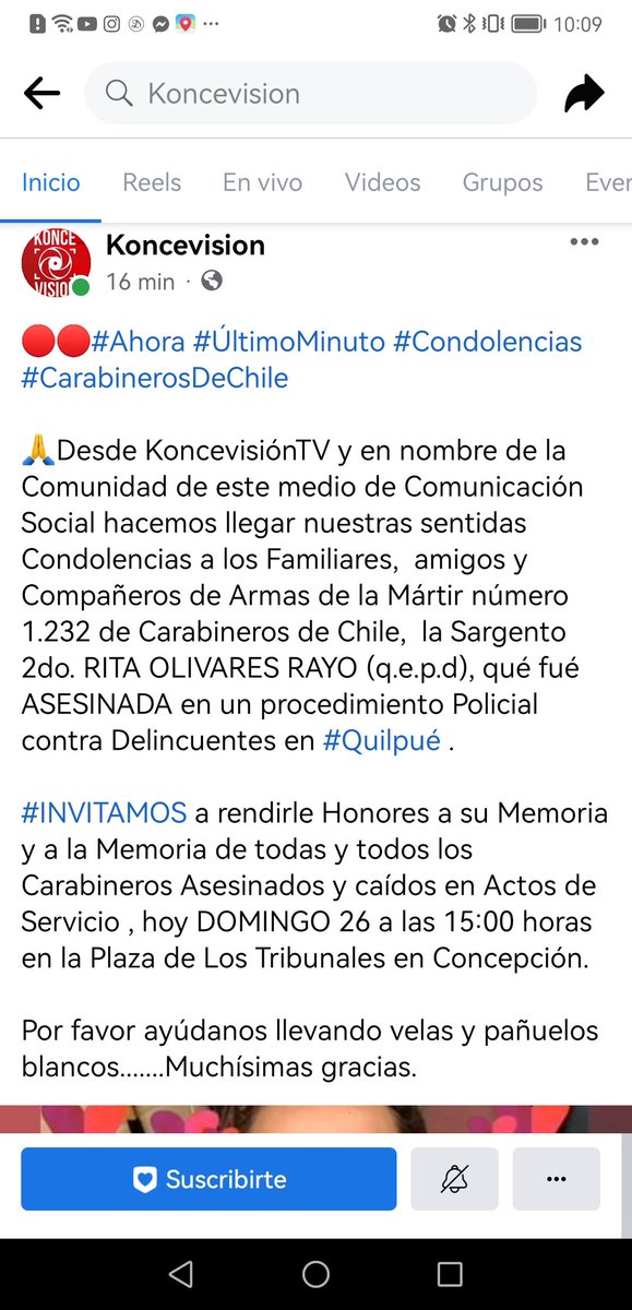 marielatv's tweet photo. #carabineramuerta #carabinerosdechile #Concepcion #condolencias #carabineraquilpue #justiciaporrita https://t.co/YvYPOc6DKG