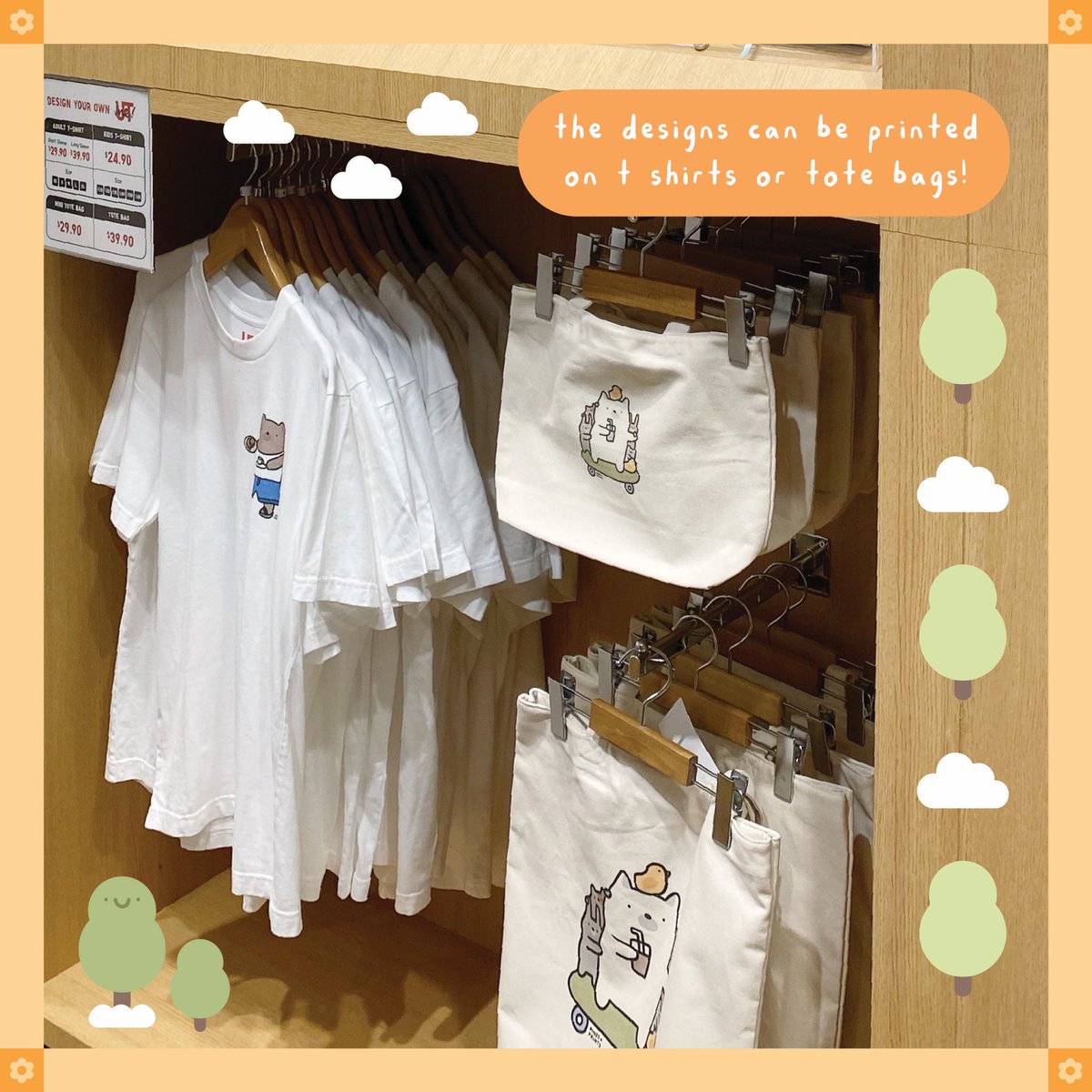 pinesnprints's tweet photo. so happy to share that my designs can be printed on t shirts and tote bags at @sg_uniqlo (orchard central), till end august!♥️ https://t.co/bKBZM8wxQR