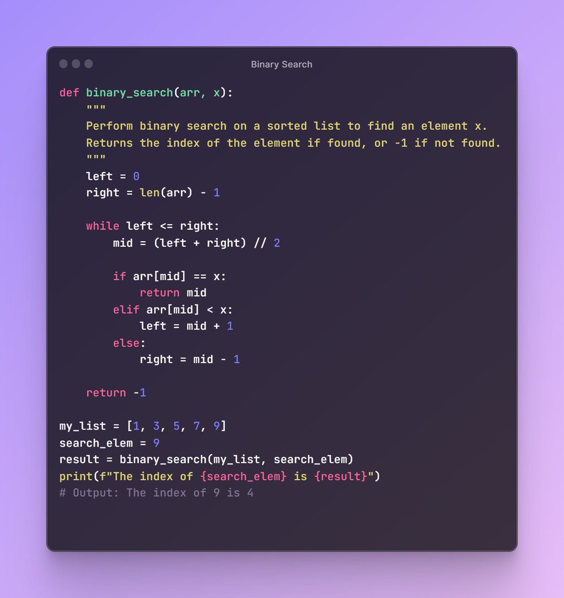 MrDataverse's tweet photo. How do you implement a binary search algorithm in Python to find an element in a sorted list?

#Python #List #SortList #BinarySearch https://t.co/mgA7UECxPn