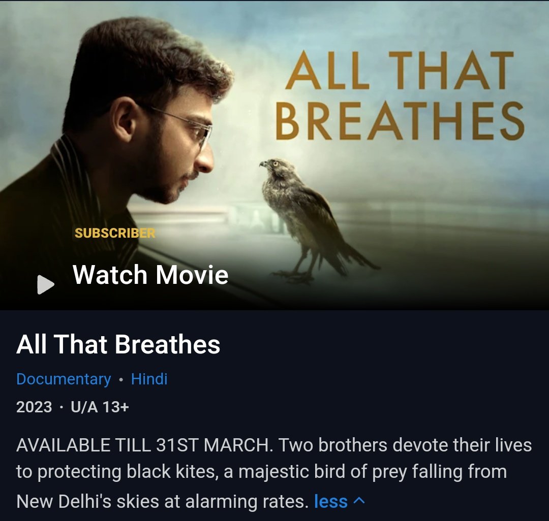 Last day to catch #AllThatBreathes on @DisneyPlusHS : March 31st.