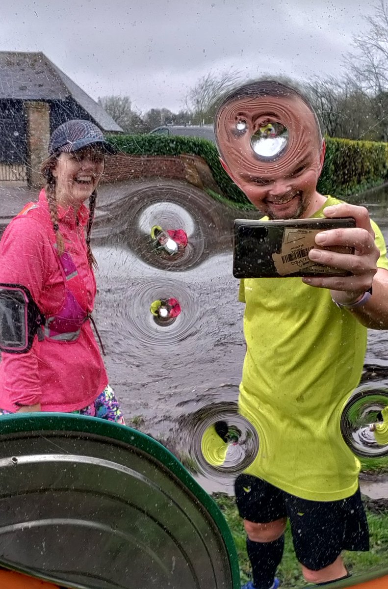 RunTheWorld180's tweet photo. Today's run with @flutterby_23 saw me turn into a Klingon! 😂 Proper wet, proper muddy and proper fun. Run streak Day 2277 and that's now 17,869km in the bank. #RunTheWorldChallenge #ukrunchat https://t.co/g3CobUd0Eu