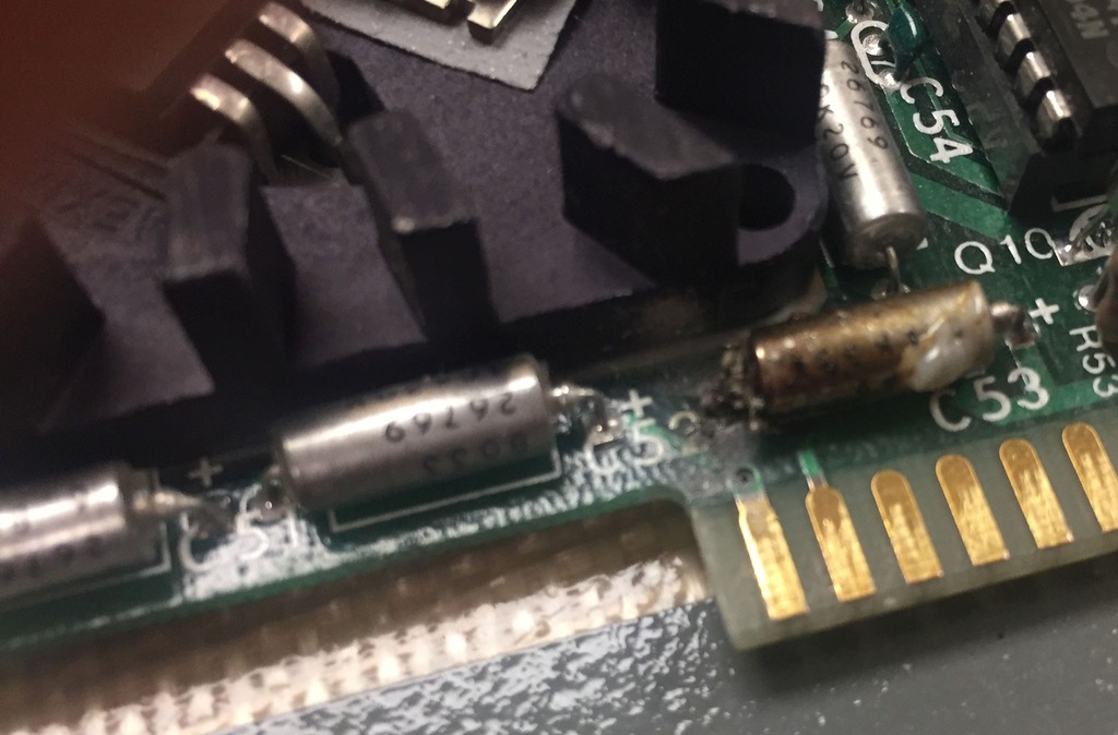Yesterday, we debugged a Cromemco 16FDC floppy diskette controller in an IMSAI 8080 computer. After a few hours of work the magic smoke decided to exit one of the electrolytic capacitors. It was really stinky.