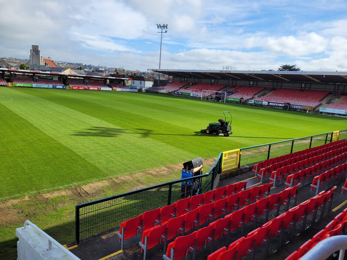CSportsground's tweet photo. Turners Cross is ready for the U21 friendly between @FAIreland and @icelandfootball today. Not easy with this weeks rain, but we got through it! Great credit goes to the team! #improvingstandards https://t.co/kjLGKXj2Gg