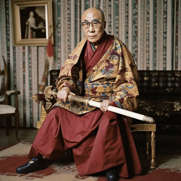 ⛩️🙏 Envisioning the Dalai Lama as a noble samurai, through the lens of AI-generated art! 🎨💡 
.
.
A harmonious blend of wisdom and warrior spirit. 
.
#AIart #DalaiLama #ai #aianimation #animation #digitalanimation #stablediffusion #midjourney #history #digitalart