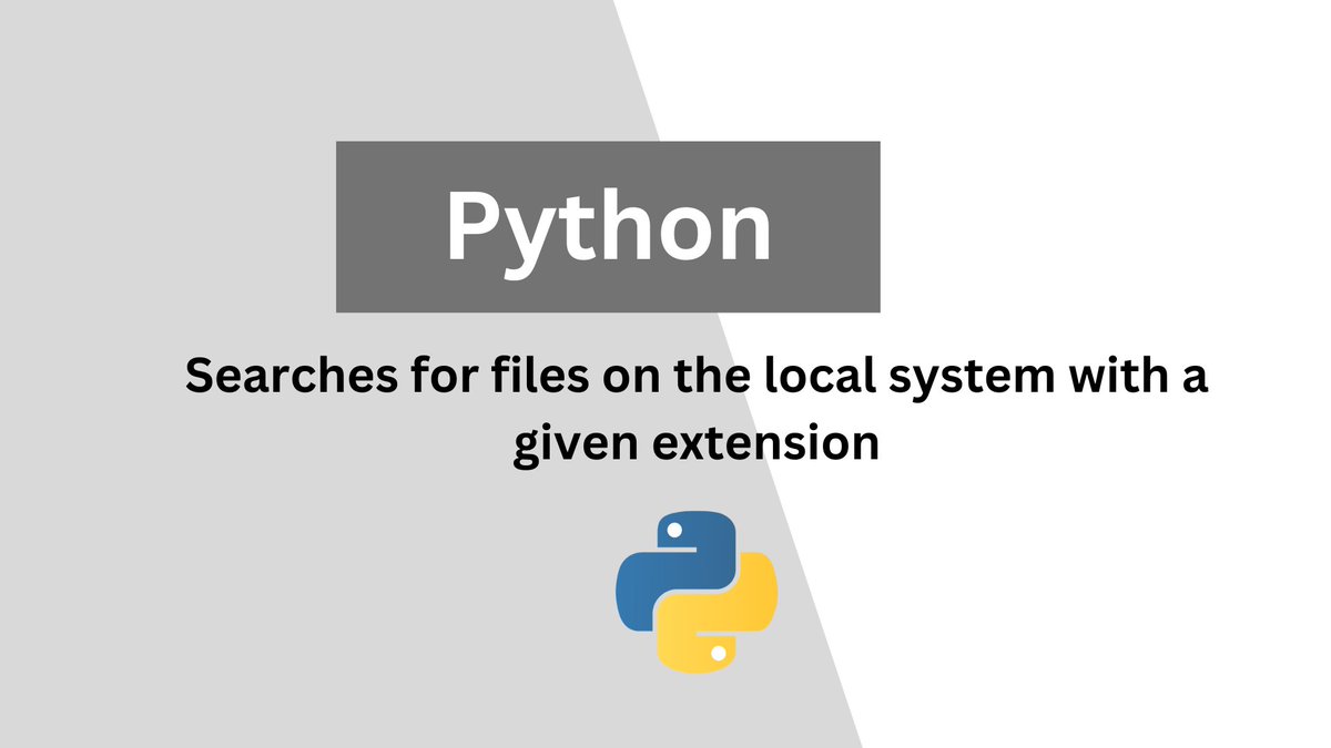 techwithjulles's tweet image. I just published a new post on my @buymeacoffee!

Python — Searches for files on the local system with a given extension
buymeacoffee.com/techwithjulles… 
#python #python3 #pythondevelper #pythondevelopers #pythonlearning #programming