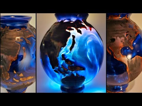 DanPreeceOUR's tweet photo. The “Night Earth” Vase is a wood and resin piece depicting the idea of earth at night and captures the ocean currents as if they were visible from space.  I was going to attempt city lights, but it didn't work out for this project... next time.  :)  This piece is being aucti… https://t.co/N7k9zxV8Pr