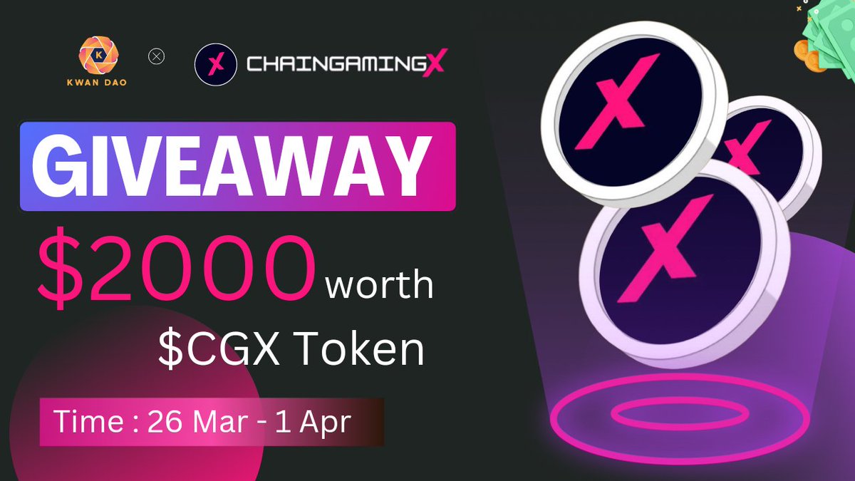 Kwan_DAO0's tweet photo. 😍😍ChainGamingx X Kwan Dao Collaboration #Giveaway

🏆Total Prize Pool ---- $2000 CGX Token (#FCFS)🎉

To Enter👇
✅Follow @Kwan_DAO0 &amp; @Chaingamingx
✅❤️,RT &amp; Tag 3 Friend
✅FINISH Gleam : https://t.co/mtRfeaImhM

⏰1th Apr.
#Airdrop #FCFS #ReferAndEarn #Token #CGX https://t.co/IQ0XmIKpVU