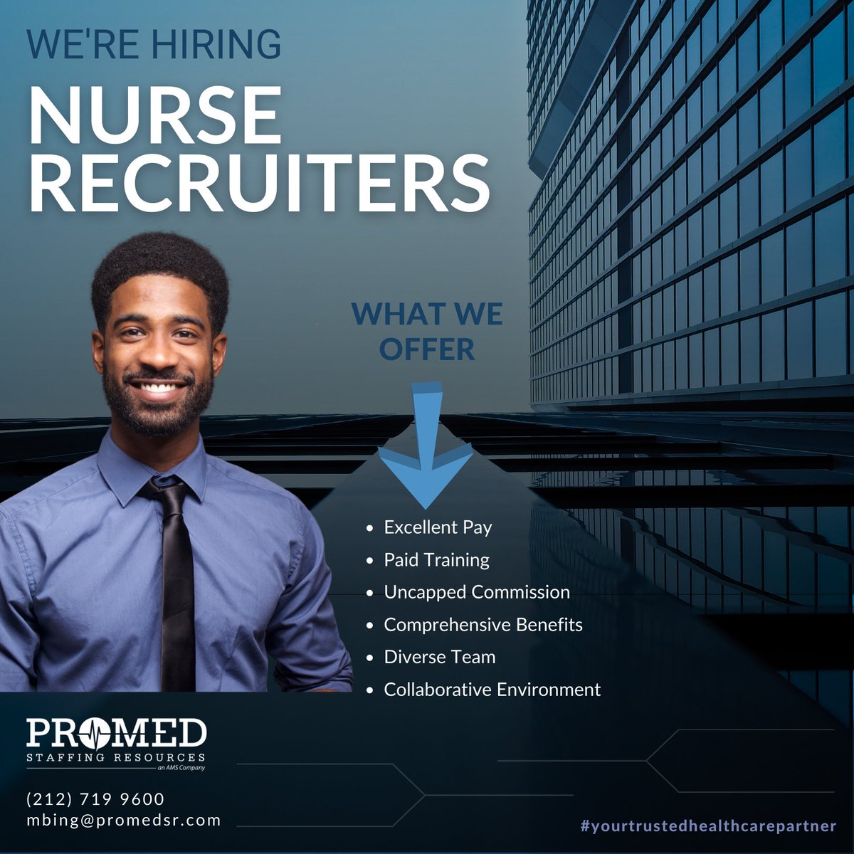 It's time to reach new heights with your recruiting career! ProMed Staffing Resources is seeking experienced #nurserecruiters. Don't hesitate - email Maria Bingeman at mbing@promedsr.com

#healthcarestaffing #nurserecruiting #nursestaffing #applicanttrackingsystem #promedsr