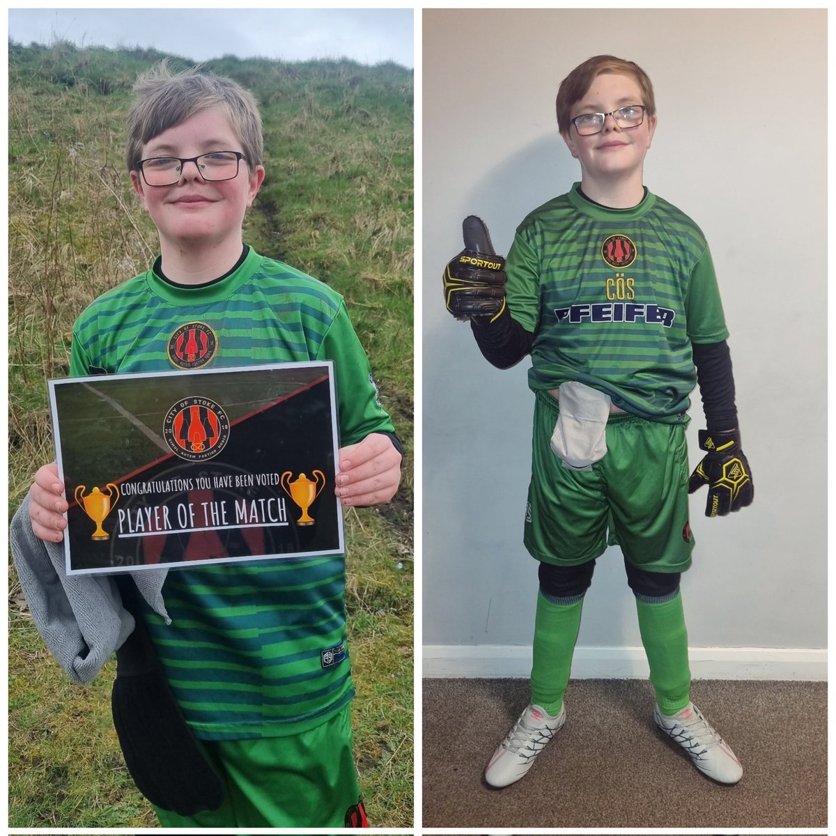 So proud having a bag stops him from doing nothing. 1st game back in goal and gets player of the match 💖💖 #grassrootfootball #goalkeeper #ileostomy #stoma #HiddenDisability #inclusion