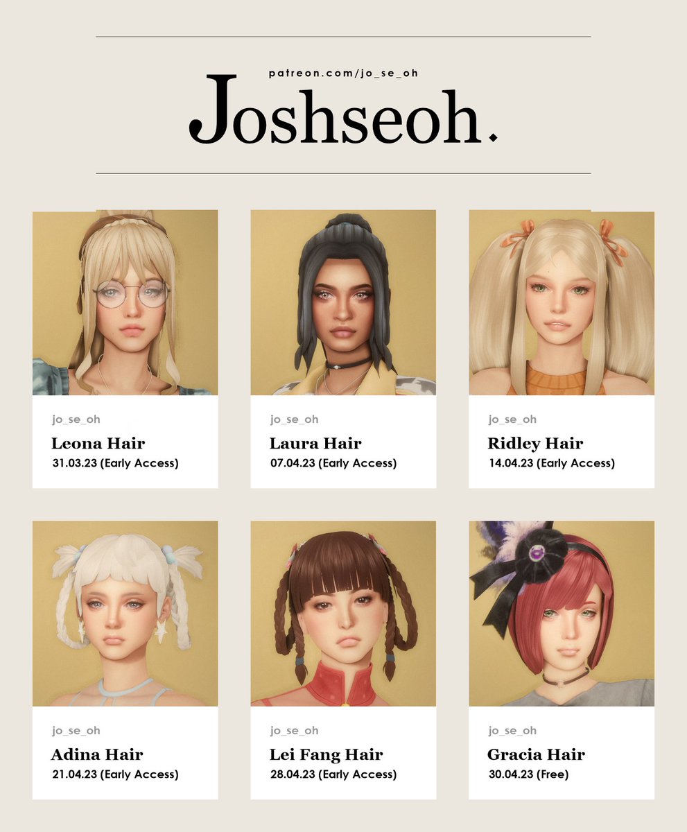 Here's a little preview of my upcoming CC and also their release date 😄

I'm also planning to make one or two hair conversion from DDLV that I'll release sometimes next month 👀

#TheSims4