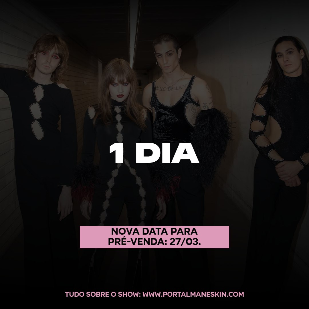 portalmaneskin's tweet photo. AMANHÃ às 10h começa a pré-venda dos shows do Måneskin no Brasil!

• 27/03 🔸️ Pré-Venda Porto Bank (10h): quota de desconto limitada.

• 29/03 🔸️ Venda geral e desconto dos convênios (10h): quota de desconto limitada.

🎫 • Site de venda:
https://t.co/3QKeaRsVwF https://t.co/Ye1K3hmBbN