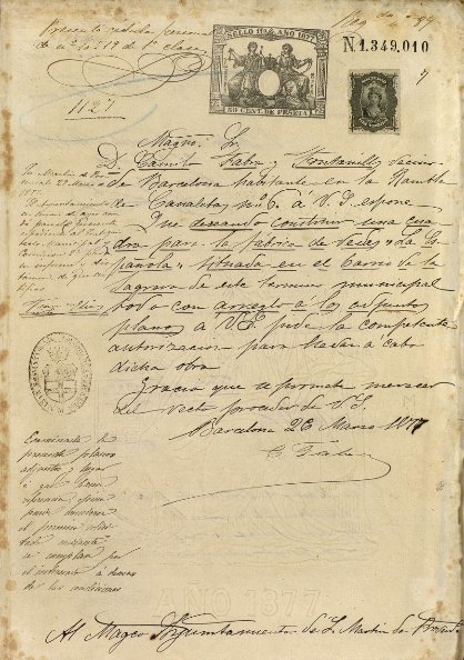 JoseLuisSTAP's tweet photo. #TalDiaComAvui el 26 de març de 1877 Camil Fabra Fontanills sol·licita edificar una quadra a la fàbrica de xarxes de pescar "La Española" situada al barri de #LaSagrera
Via @BCN_arxiu #AAAFC https://t.co/uKIDR5tzt8