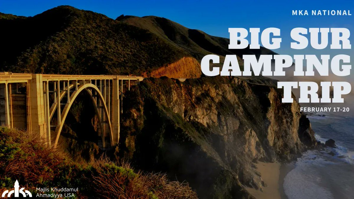 MuslimYouthUSA's tweet photo. Our #MKAHike & camping trip to Big Sur, occurring in late February, has been summarized into a news report courtesy of @NewsMTA. Click the link below to check it out. #MKAFit #FajrFit #PrayAndPlay. @MKA_fit
Majlis Khuddamul Ahmadiyya USA hold Hiking Trip https://t.co/ckQRYwsaFo https://t.co/qRlBWsrv1j