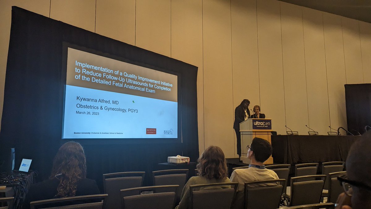 DLandauMD's tweet photo. Dr. Kywanna Alfred's oral abstract presentation at AIUM, demonstrating how a structured, dedicated quality assurance sonographer educational program is a feasible best practice to improve completion of the detailed fetal anatomic exam #UltraAIUM23 #MFM #ultrasound #MedEd https://t.co/WUvLvgtFwh